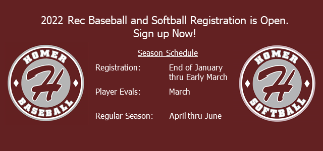 2022 Rec Baseball and Softball Registration