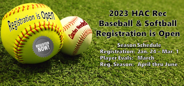 Baseball & Softball Registration is Open