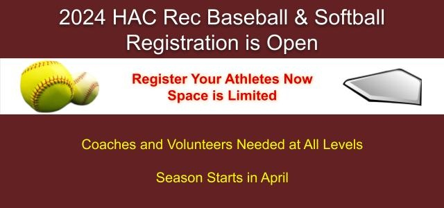 Rec Baseball & Softball Registration is Now Open
